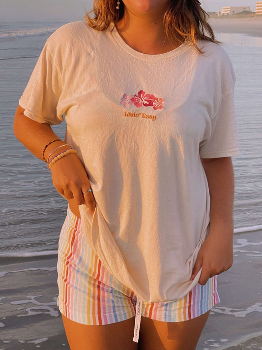 Embroidery Livin' Easy Beach Tee